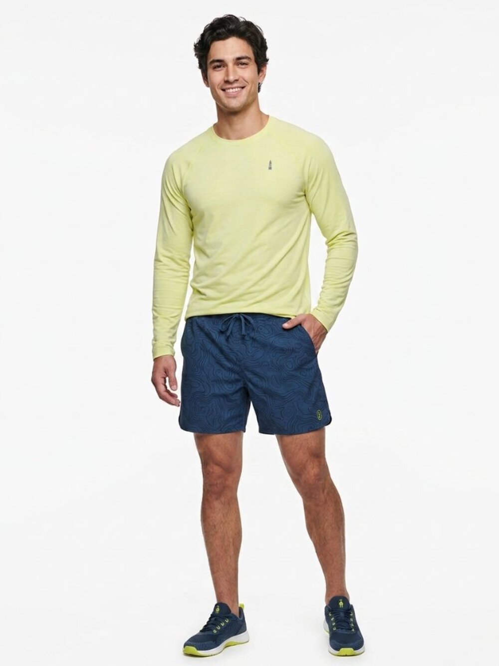 BASS OUTDOOR Mens Performance Fitness Shirt Raglan Sleeve Sulphur Yellow
